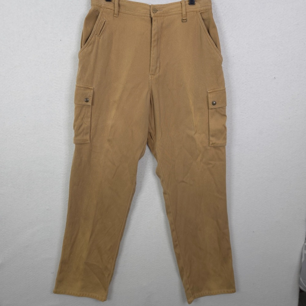 Eddie Bauer Cargo Pants Womens Size 12 Tan Beige Lightweight Acid Wash Pockets